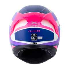 Casco X_One X-500 Rs Ilha Blanco Perlado Fucsia Visor Revo Morado