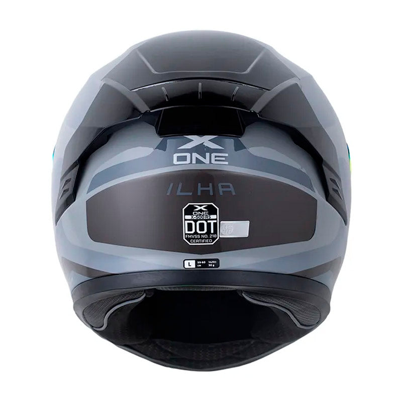 Casco X_One X-500 Rs Ilha Gris Gris Oscuro Visor Iridium Rojo