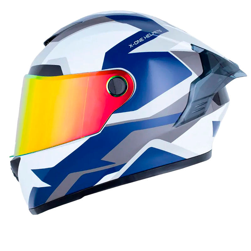 Casco X_One X-500 Rs Oracle Gris Oscuro Blanco Visor Iridium Rojo