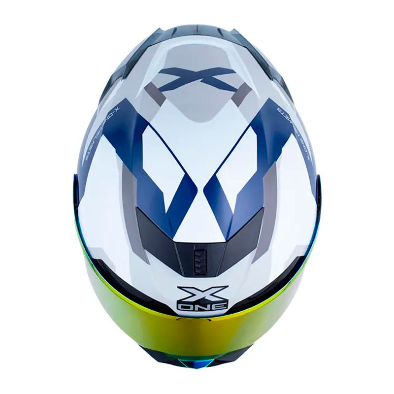 Casco X_One X-500 Rs Oracle Gris Oscuro Blanco Visor Iridium Rojo