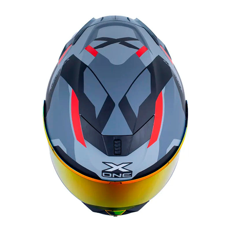 Casco X_One X-500 Rs Oracle Rojo Gris Oscuro Visor Iridium Rojo