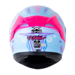 Casco X_One X-500 Rs Scrawl Azul Fucsia Visor Iridium Azul