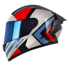 Casco X_One X-500 Rs Silk Azul Naranja Visor Iridium Azul