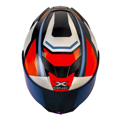 Casco X_One X-500 Rs Silk Azul Naranja Visor Iridium Azul