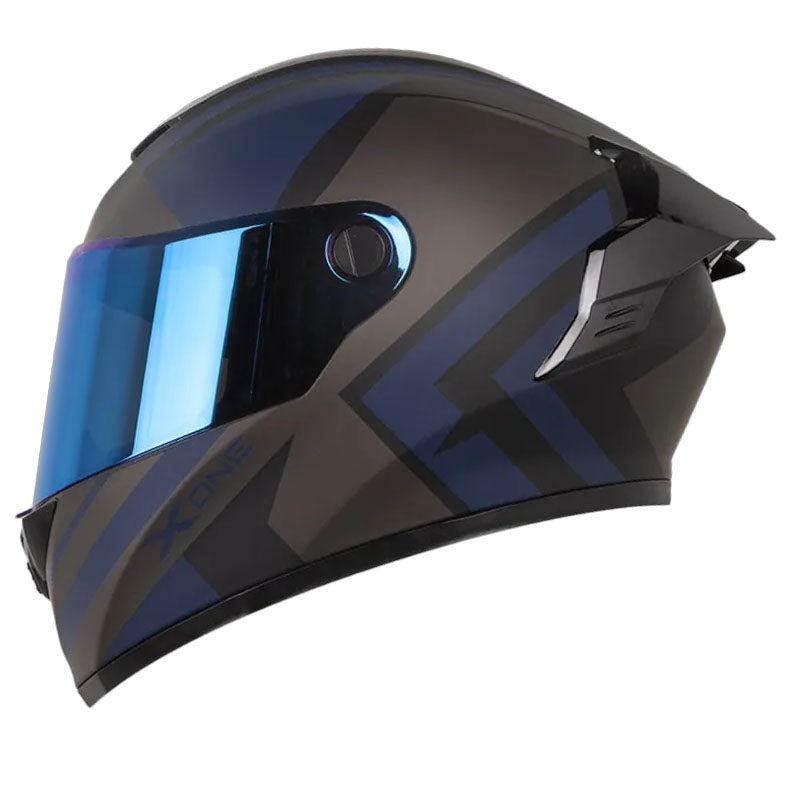 Casco X_One X-500 Rs Silk Negro Azul Visor Iridium Azul
