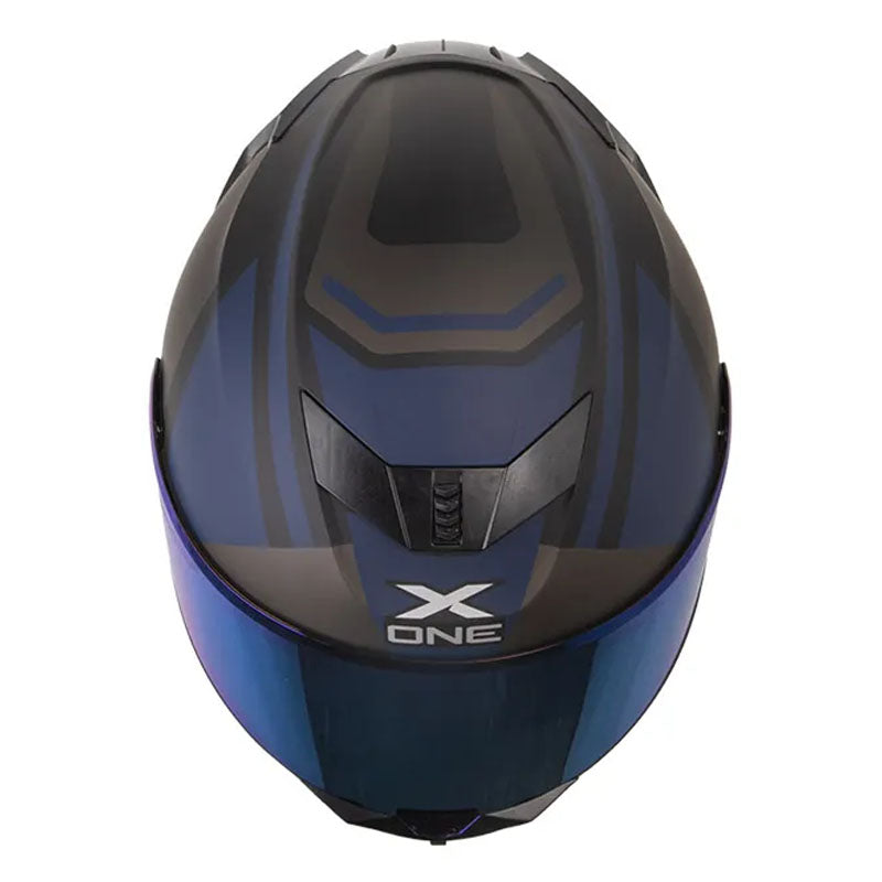 Casco X_One X-500 Rs Silk Negro Azul Visor Iridium Azul