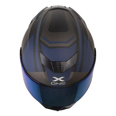 Casco X_One X-500 Rs Silk Negro Azul Visor Iridium Azul