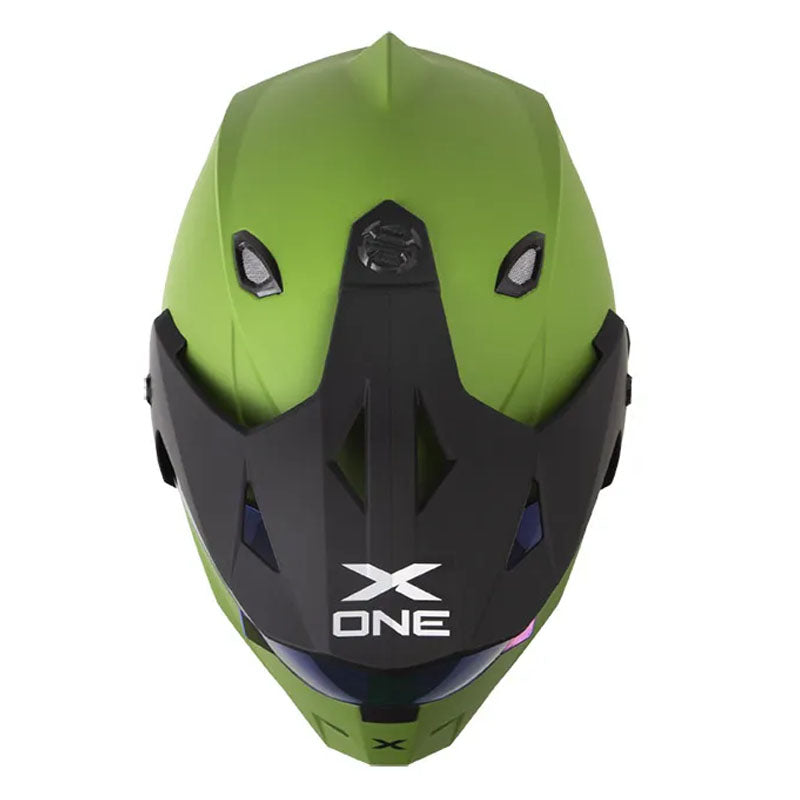 Casco X_One X-Mx328 Dv Solid Verde Negro Visor Iridium Azul