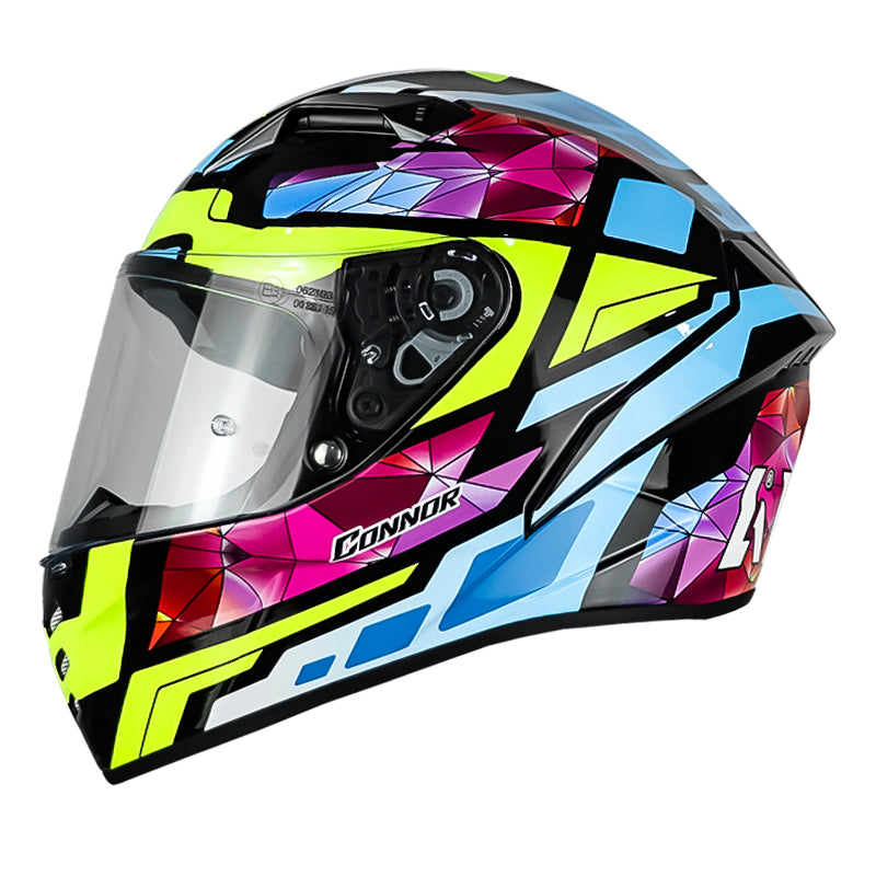Casco Airoh Connor Stellar Amarillo Neon Azul Fucsia