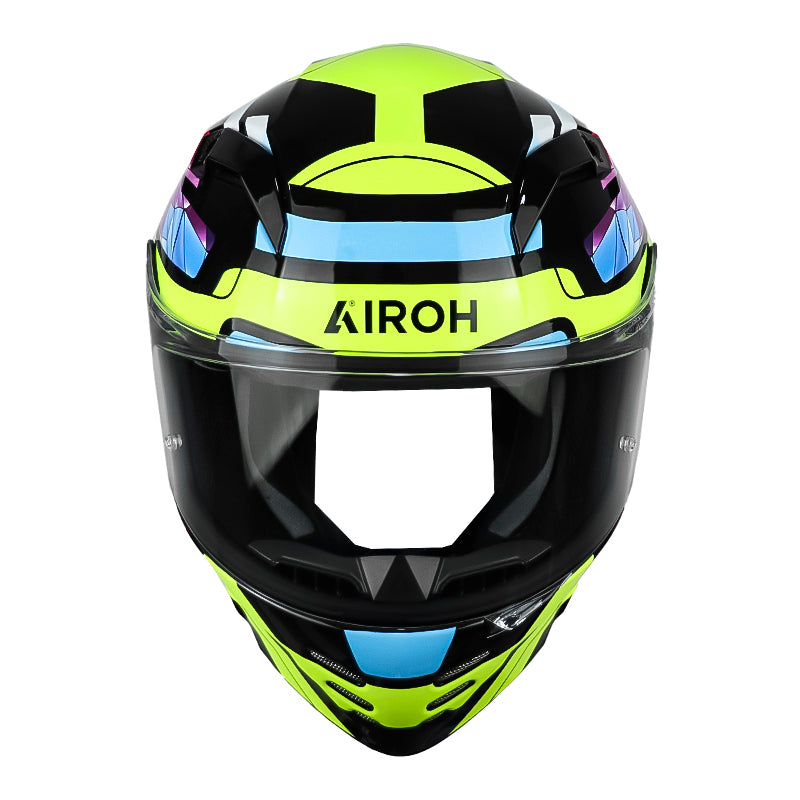 Casco Airoh Connor Stellar Amarillo Neon Azul Fucsia