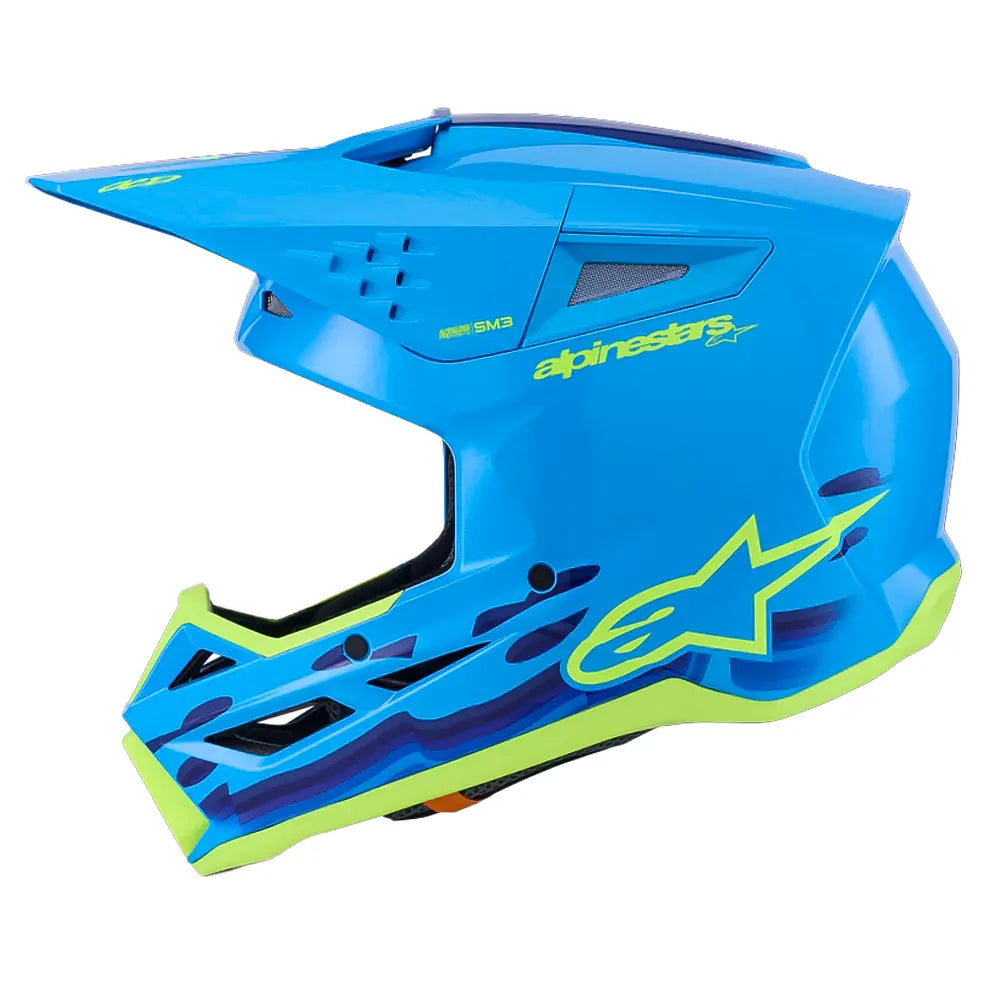 Casco Alpinestars Force Ocd Azul Verde Fluorescente