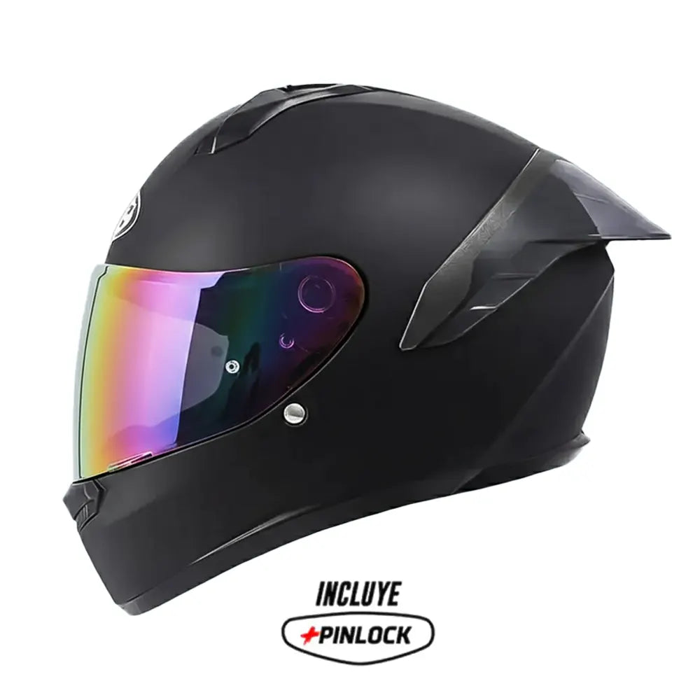 Casco Hjc C10 Solid Semi Flat Black Negro Visor Revo Rainbow