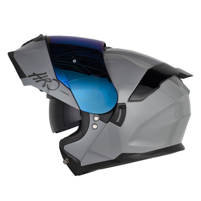 Casco Hro 3440Dv Solid Gris Oscuro Visor Iridium Azul