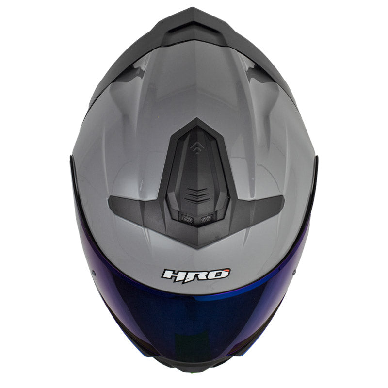 Casco Hro 3440Dv Solid Gris Oscuro Visor Iridium Azul
