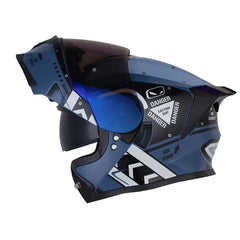 Casco Hro 3460Dv Airjet Azul Gris Claro Visor Iridium Azul