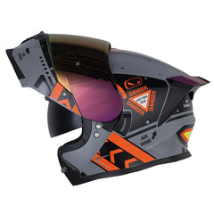 Casco Hro 3460Dv Airjet Gris Naranja Neon Visor Iridium Rojo