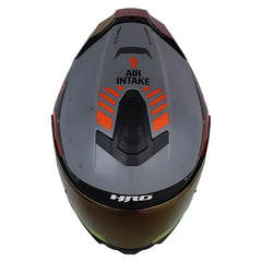 Casco Hro 3460Dv Airjet Gris Naranja Neon Visor Iridium Rojo