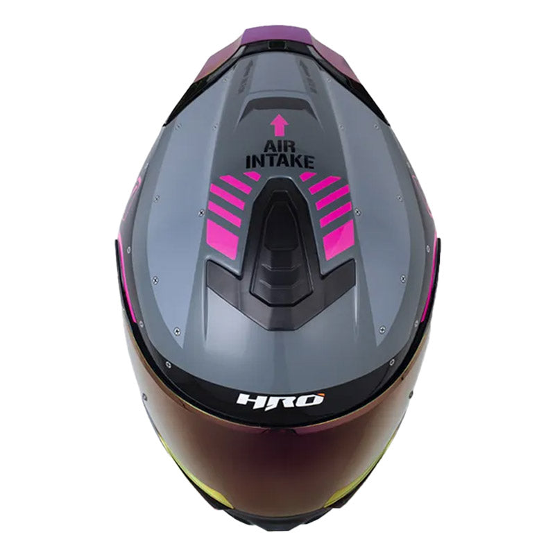 Casco Hro 3460Dv Airjet Gris Oscuro Fucsia Visor Iridium Fucsia