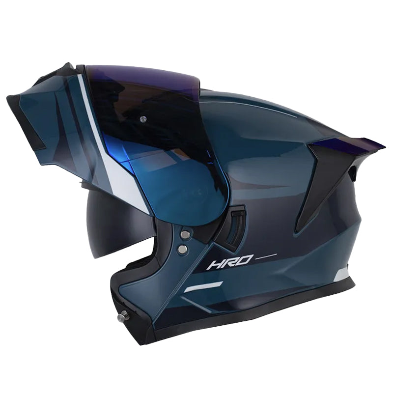 Casco Hro 3460Dv Akbar Azul Oscuro Gris Visor Iridium Azul