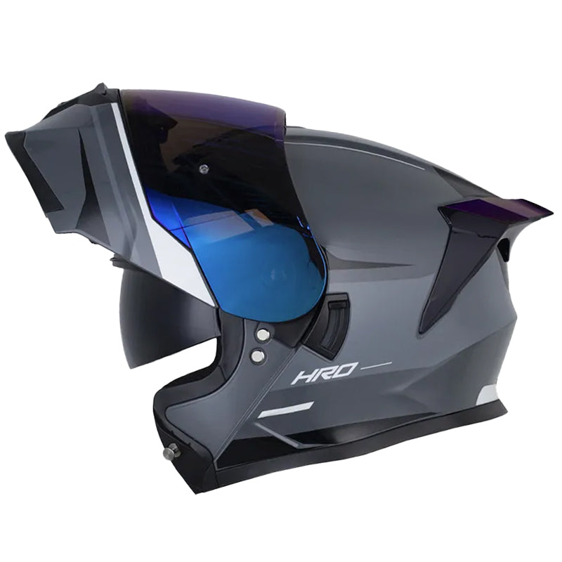 Casco Hro 3460Dv Akbar Gris Oscuro Blanco Visor Iridium Azul