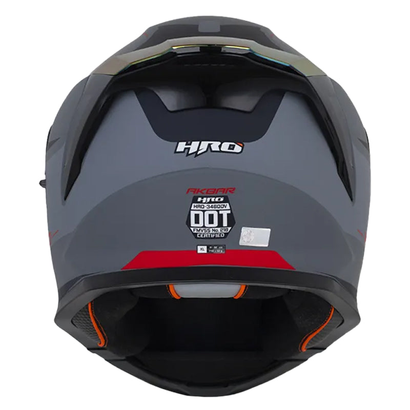 Casco Hro 3460Dv Akbar Gris Oscuro Rojo Visor Iridium Rojo