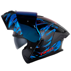 Casco Hro 3480Dv Evo Goblin Negro Rojo Visor Iridium Azul