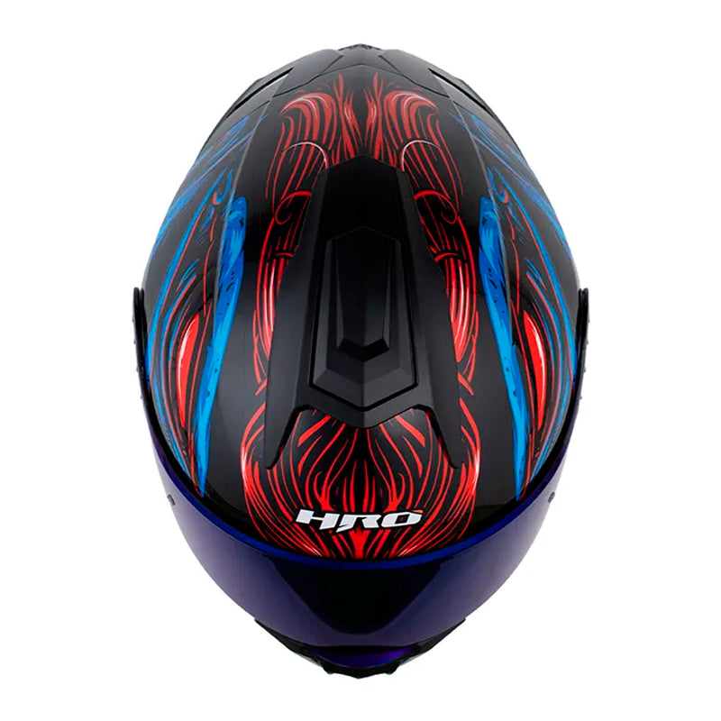 Casco Hro 3480Dv Evo Goblin Negro Rojo Visor Iridium Azul