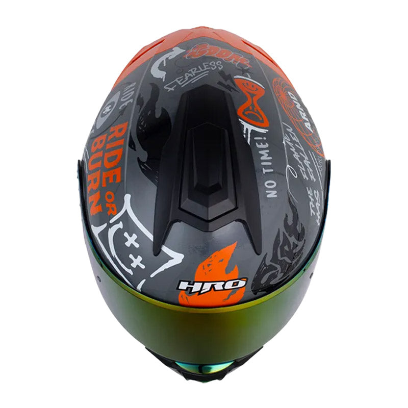 Casco Hro 3480dv Evo Bll Sht Gris Oscuro Naranja Visor Iridium Rojo