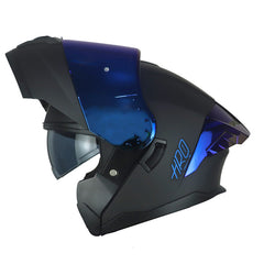 Casco Hro 3480dv Evo Solid Negro Azul Visor Iridium Azul