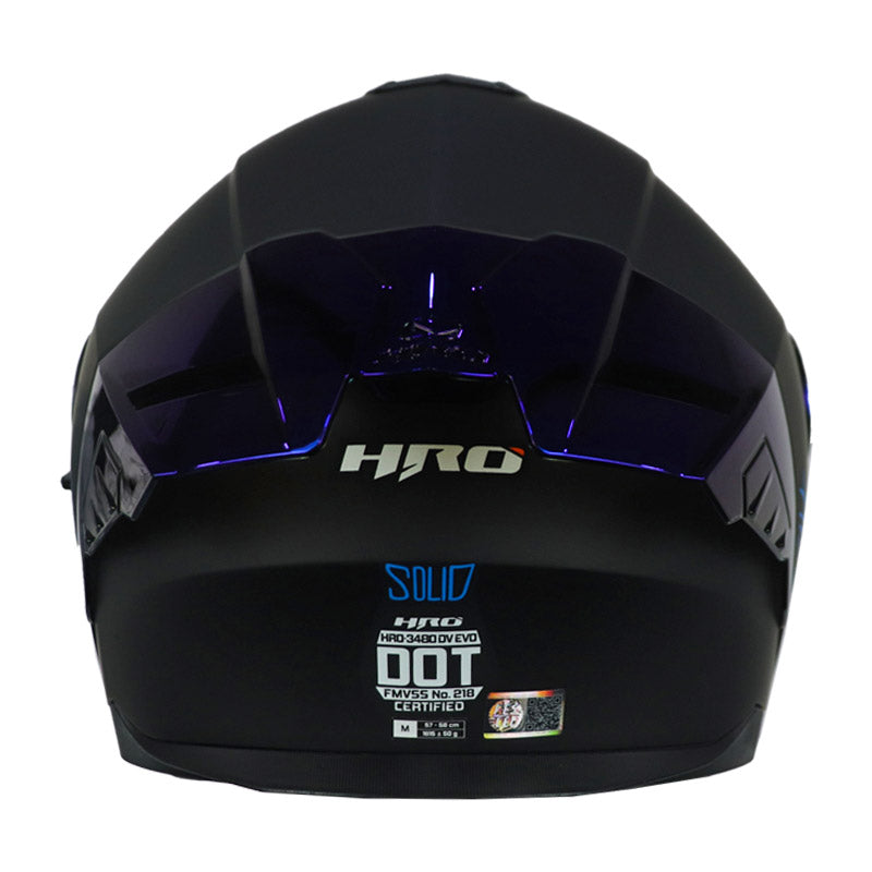 Casco Hro 3480dv Evo Solid Negro Azul Visor Iridium Azul
