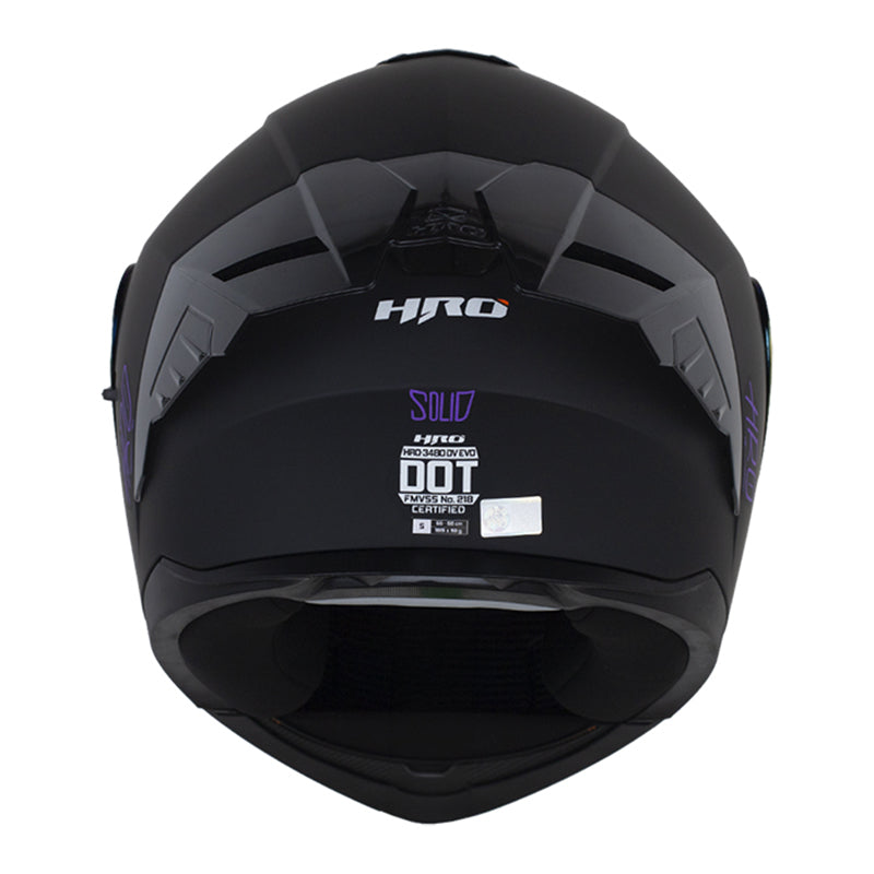 Casco Hro 3480dv Evo Solid Negro Morado Visor Iridium Morado