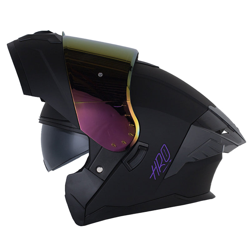 Casco Hro 3480dv Evo Solid Negro Morado Visor Iridium Morado