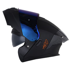 Casco Hro 3480dv Evo Solid Negro Naranja Visor Iridium Azul
