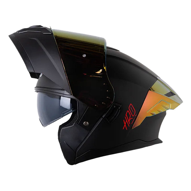 Casco Hro 3480dv Evo Solid Negro Rojo Visor Iridium Rojo