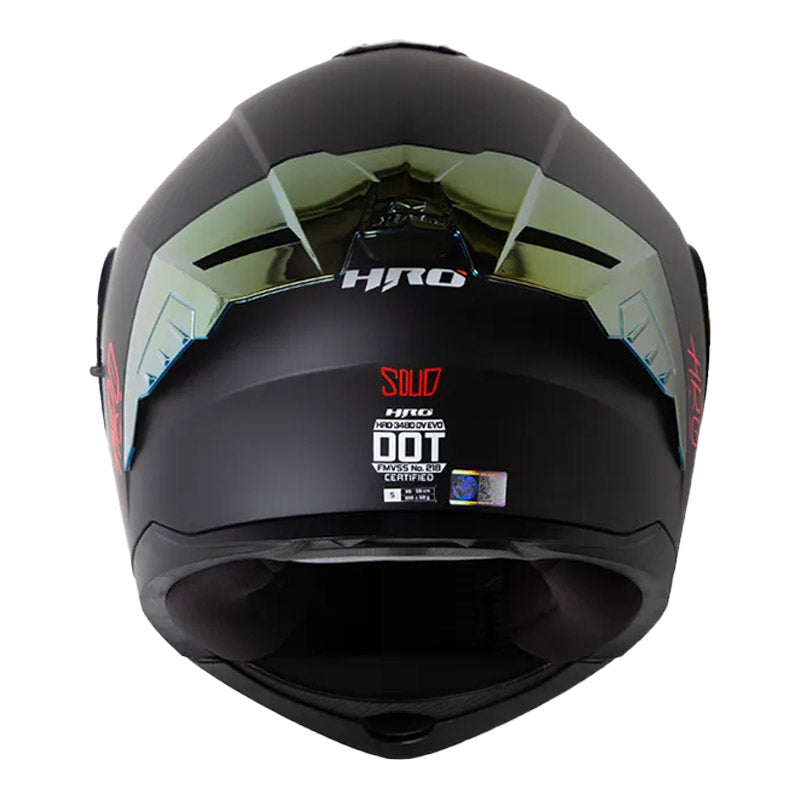 Casco Hro 3480dv Evo Solid Negro Rojo Visor Iridium Rojo