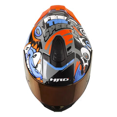 Casco Hro 506Sp Funky Gris Azul Visor Revo Rojo