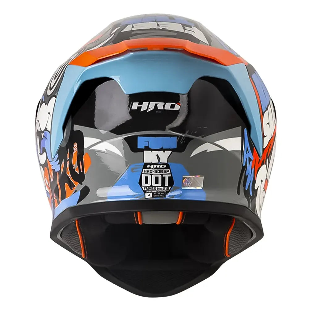 Casco Hro 506Sp Funky Gris Azul Visor Revo Rojo