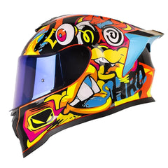 Casco Hro 506Sp Funky Naranja Neón Amarillo Visor Iridium Azul