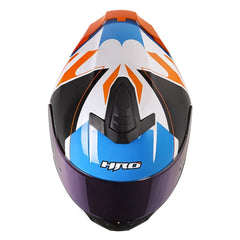 Casco Hro 506Sp Mariok Gris Claro Naranja Visor Iridium Azul