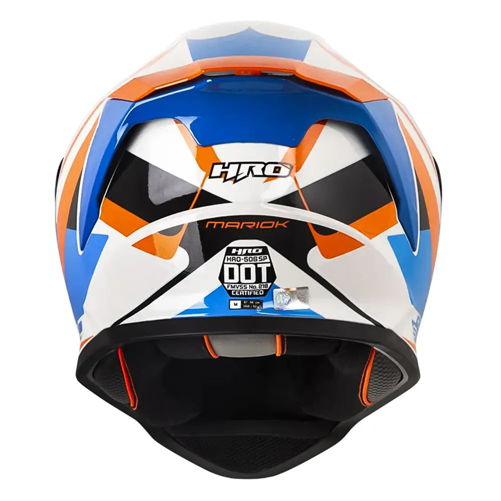 Casco Hro 506Sp Mariok Gris Claro Naranja Visor Iridium Azul