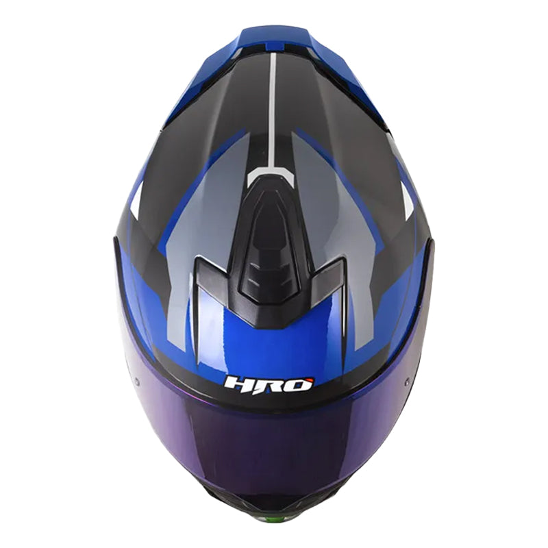 Casco Hro 506Sp Proverx Gris Oscuro Blanco Visor Iridium Azul