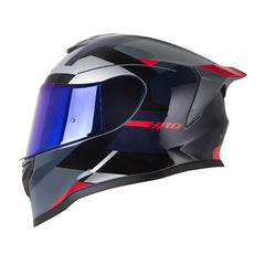 Casco Hro 506Sp Proverx Gris Oscuro Rojo Visor Iridium Azul