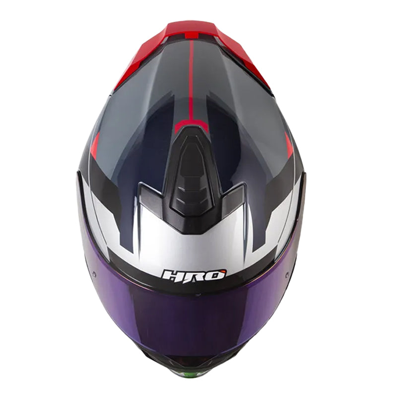 Casco Hro 506Sp Proverx Gris Oscuro Rojo Visor Iridium Azul
