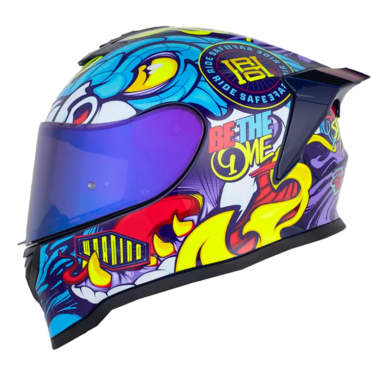 Casco Hro 506Sp Pytoner Azul Oscuro Rojo Visor Iridium Azul
