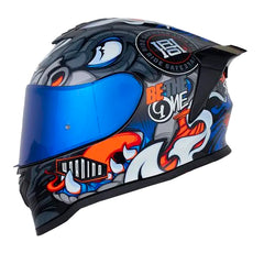 Casco Hro 506Sp Pytoner Negro Naranja Neon Visor Iridium Azul