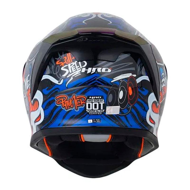 Casco Hro 506Sp Pytoner Negro Naranja Neon Visor Iridium Azul