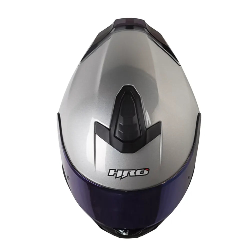 Casco Hro 506Sp Solid Camaleón Silver Visor Iridium Azul