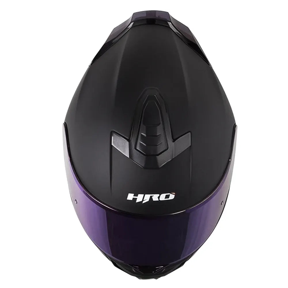 Casco Hro 506Sp Solid Negro Amarillo Neón VIsor Iridium Azul