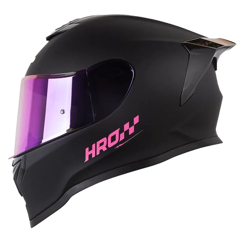 Casco Hro 506Sp Solid Negro Fucsia Visor Iridium Morado