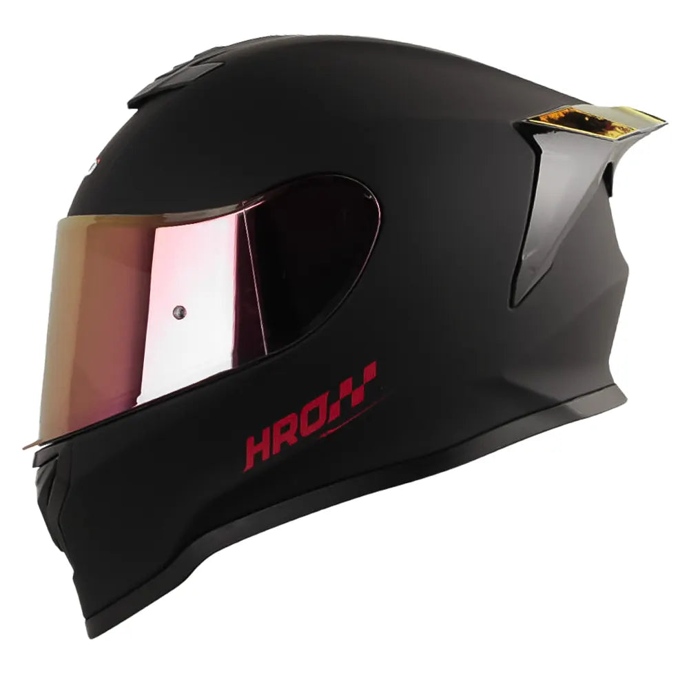 Casco Hro 506Sp Solid Negro Rojo VIsor Revo Rojo